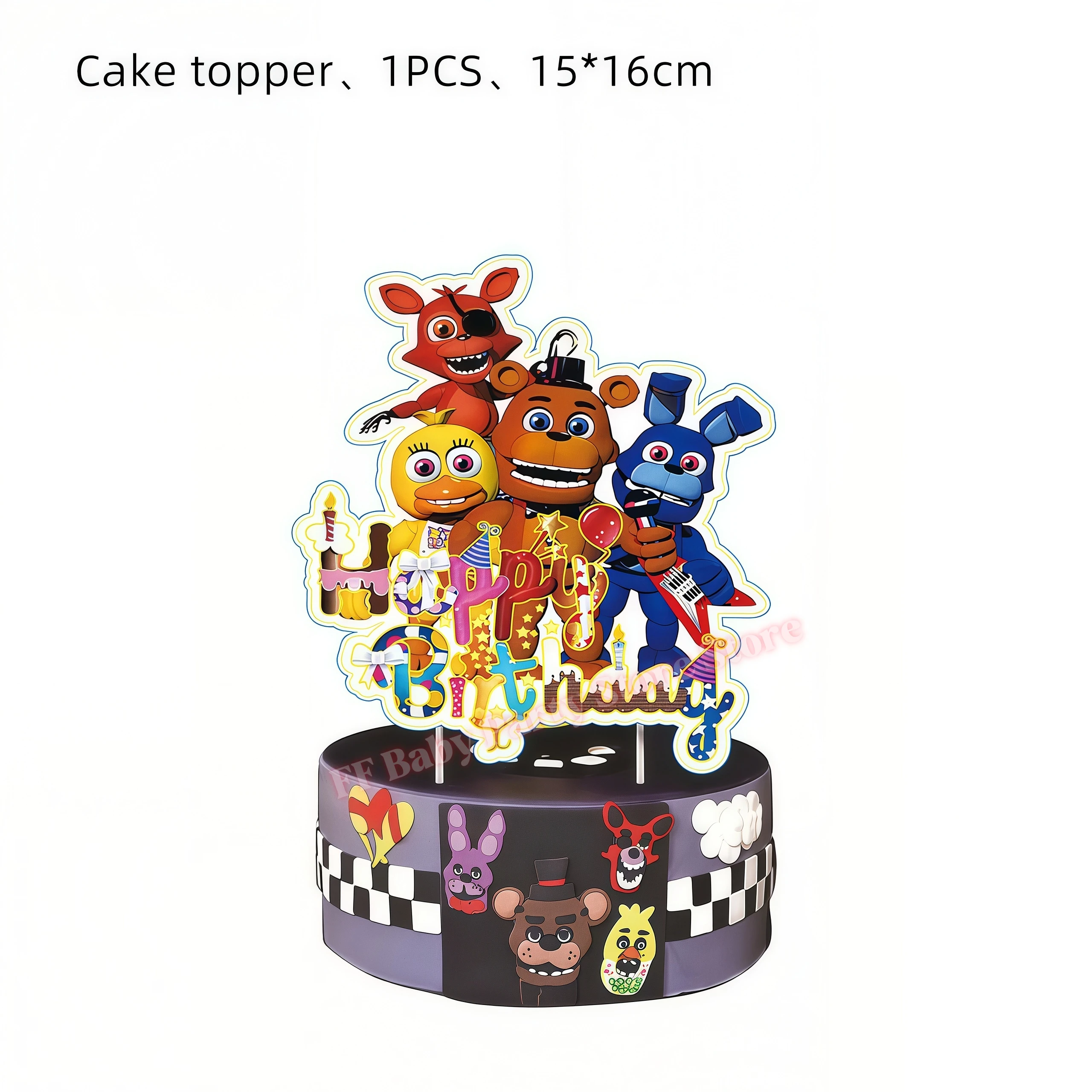Five Nights Bear Geburtstagsparty-Dekorationen: Teller, Becher, Hintergrund, Freddy-Ballon für Kinderpartys, FNAFs Event-Zubehör und Geschenke – Detail 8