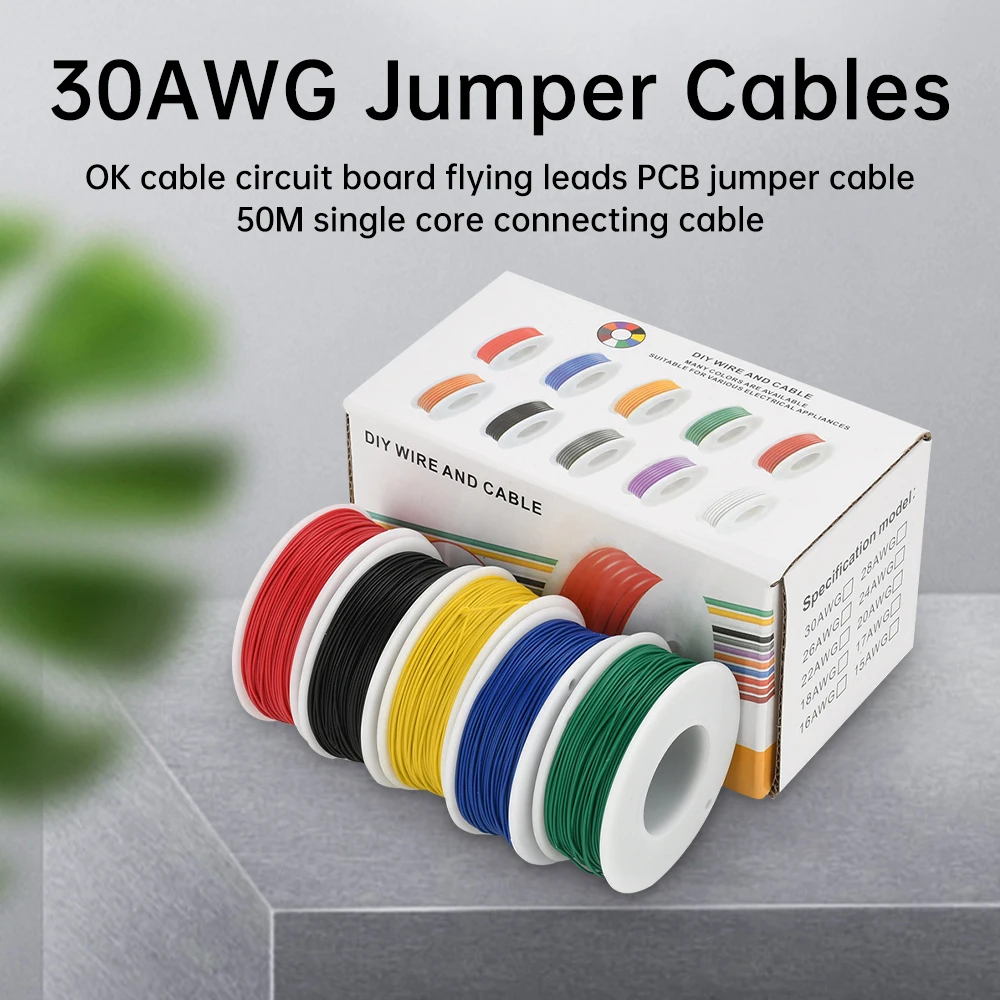 30AWG Electric Wire 5/6 Colors Electrical Tinned Copper Wires Flexible Silicone Hookup Wire for Electrical DIY