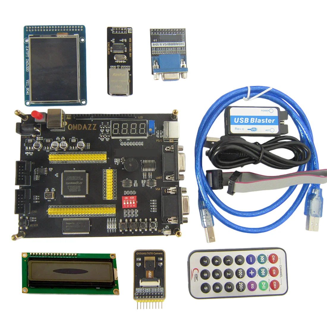 FPGA Development Board CycloneIV EP4CE6 met LCD VGA OV7670 camera en netwerkinterface, JTAG AS programmeur voor elektronica leren