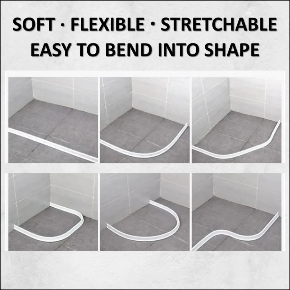 1M Water Proof Water Stop Strip Curve Frame Ground Block Floor Barrier Stick Mount Flexible Body Shower Accessory