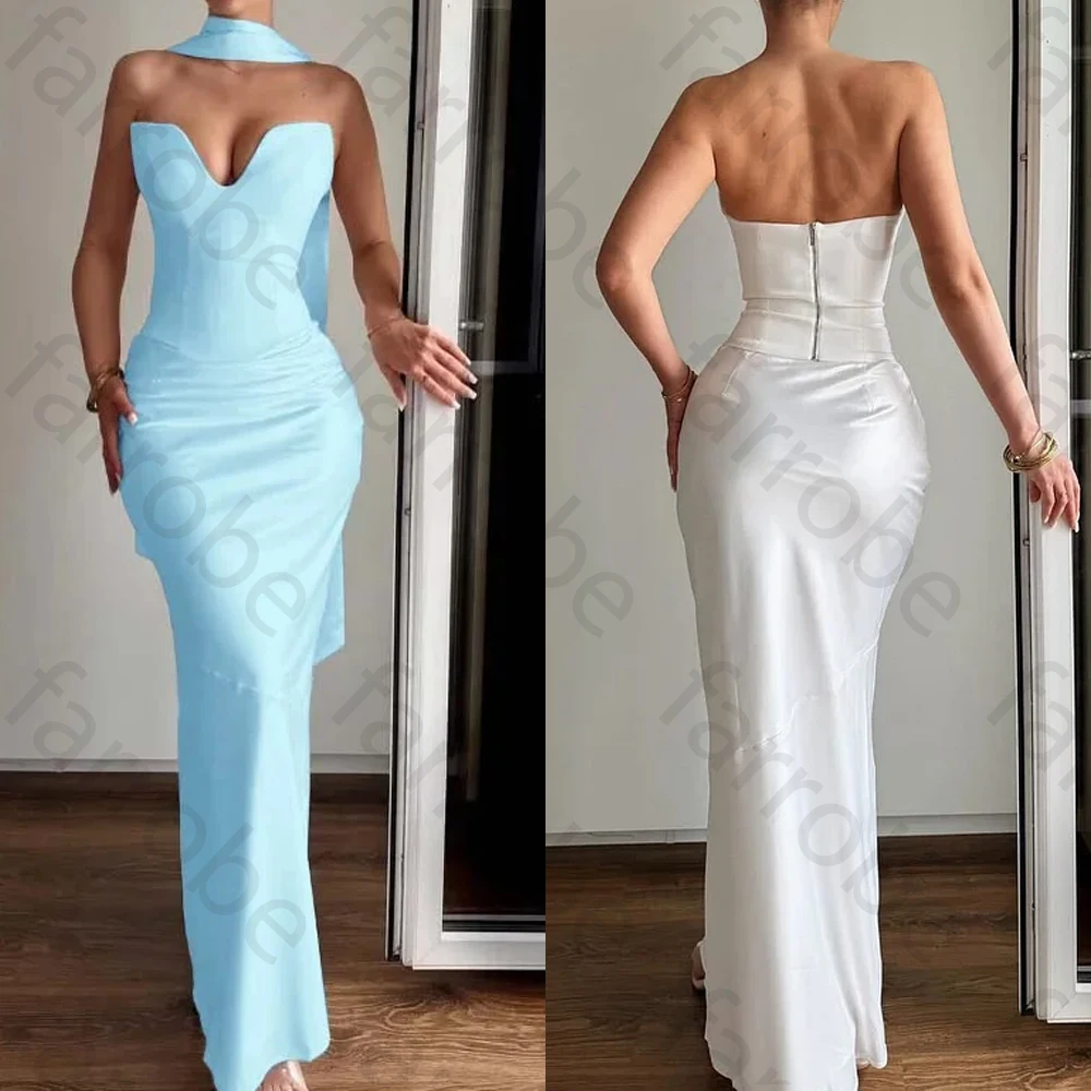 

Customized Prom Dresses Strapless V-Neck Chiffon Material Pleated Evening Long Dress Exquisite High Quality Party Gowns Women