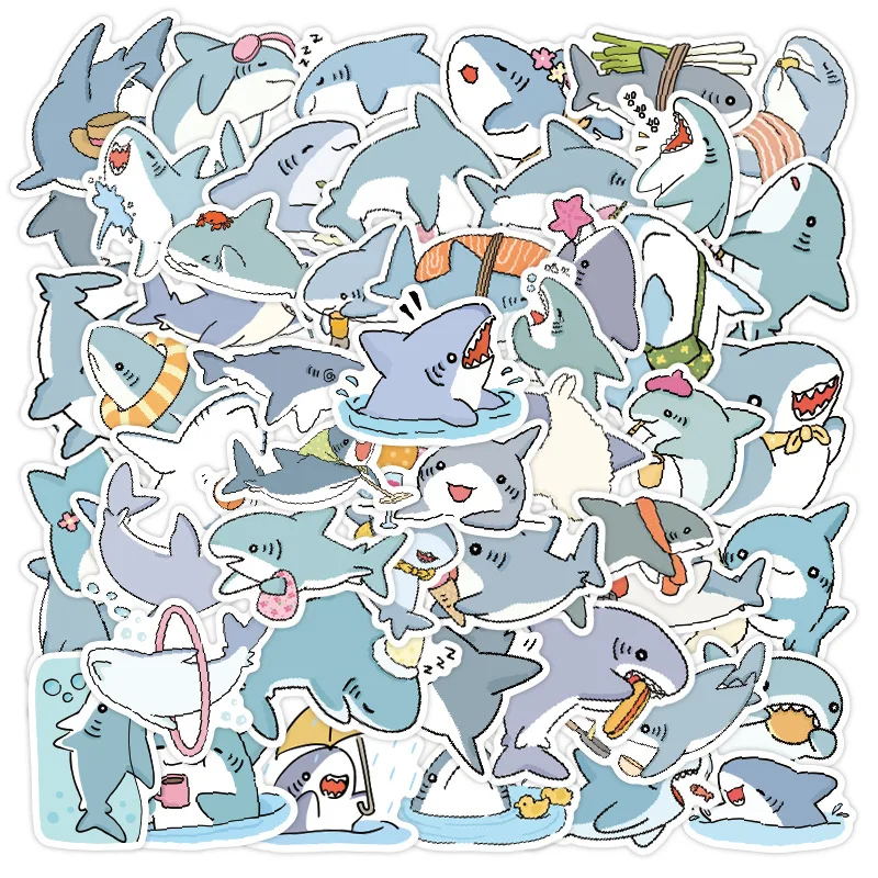 10/30/50PCS Shark Meme Stickers Cute Animal Sticker Scrapbook Luggage Laptop Guitar Car Bike Skateboard  Cartoon Decals Kids Toy