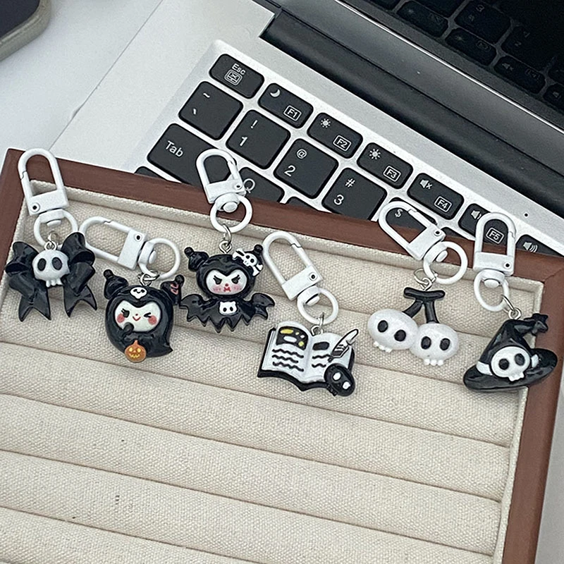 Cartoon Creative Halloween Bat Pumpkin Ghost Kuromi Keychain Cute Anime Figures Keychain Backpack Decoration Accessories Gifts