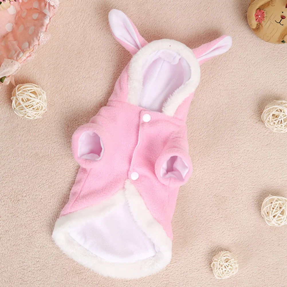 

Cat Rabbit Outfit Dog Small Animals Puppy Cold Weather Jacket Pink Warm Pet Clothes