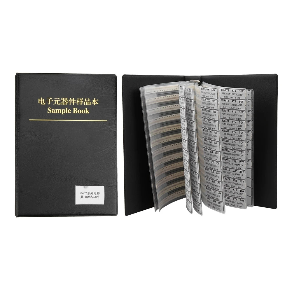 0402 Series 80 Values Capacitors Electronic Components Assorted Kits Sample Book Black