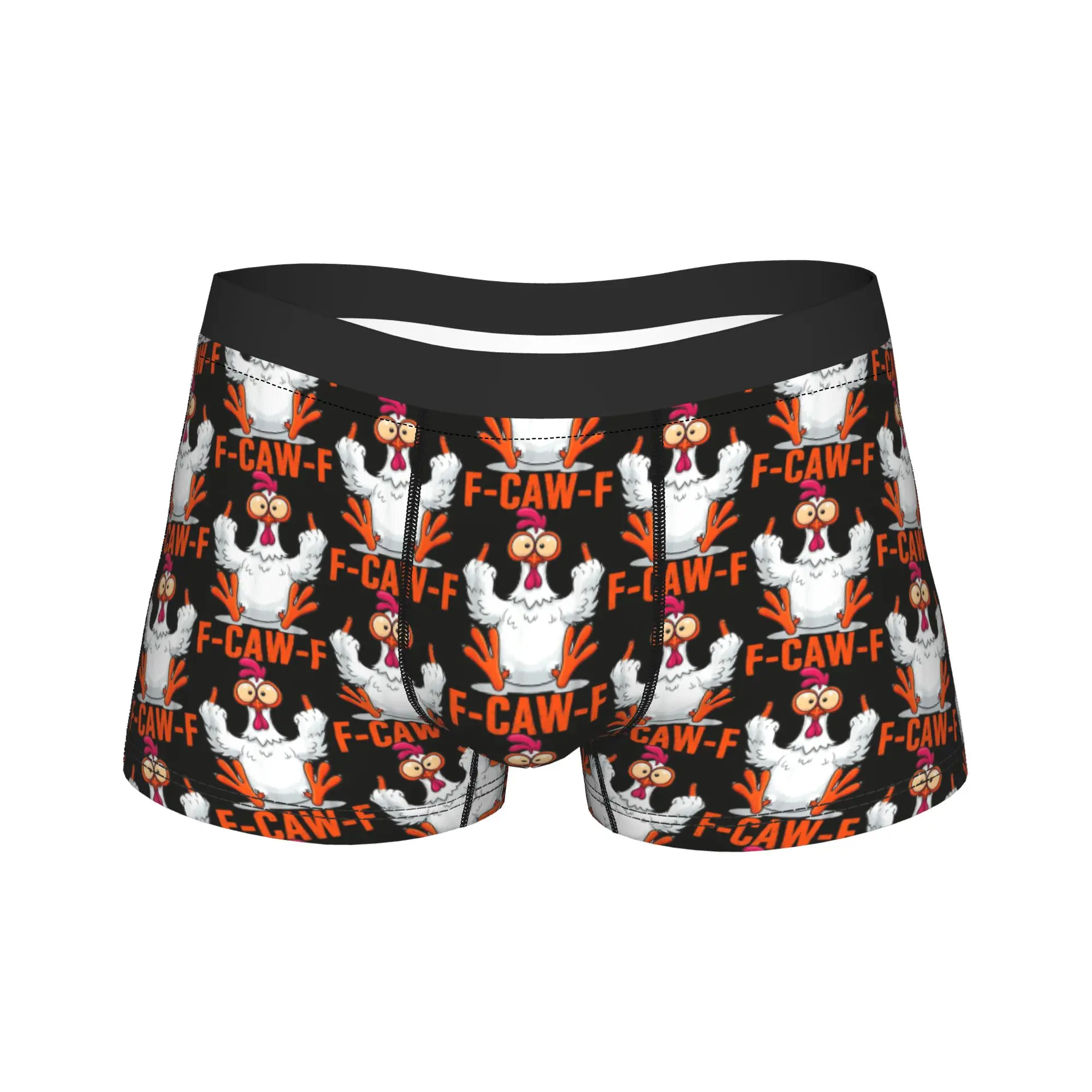 

F-Caw-F Funny Chicken Memes Boxer Brief Underwear High Quality Male Classic Boxershorts Design Plus Size Panties