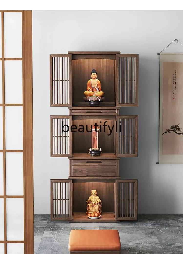 

ss C New Chinese black walnut solid wood altar cabinet for table household ancestral incense landlord cabinet