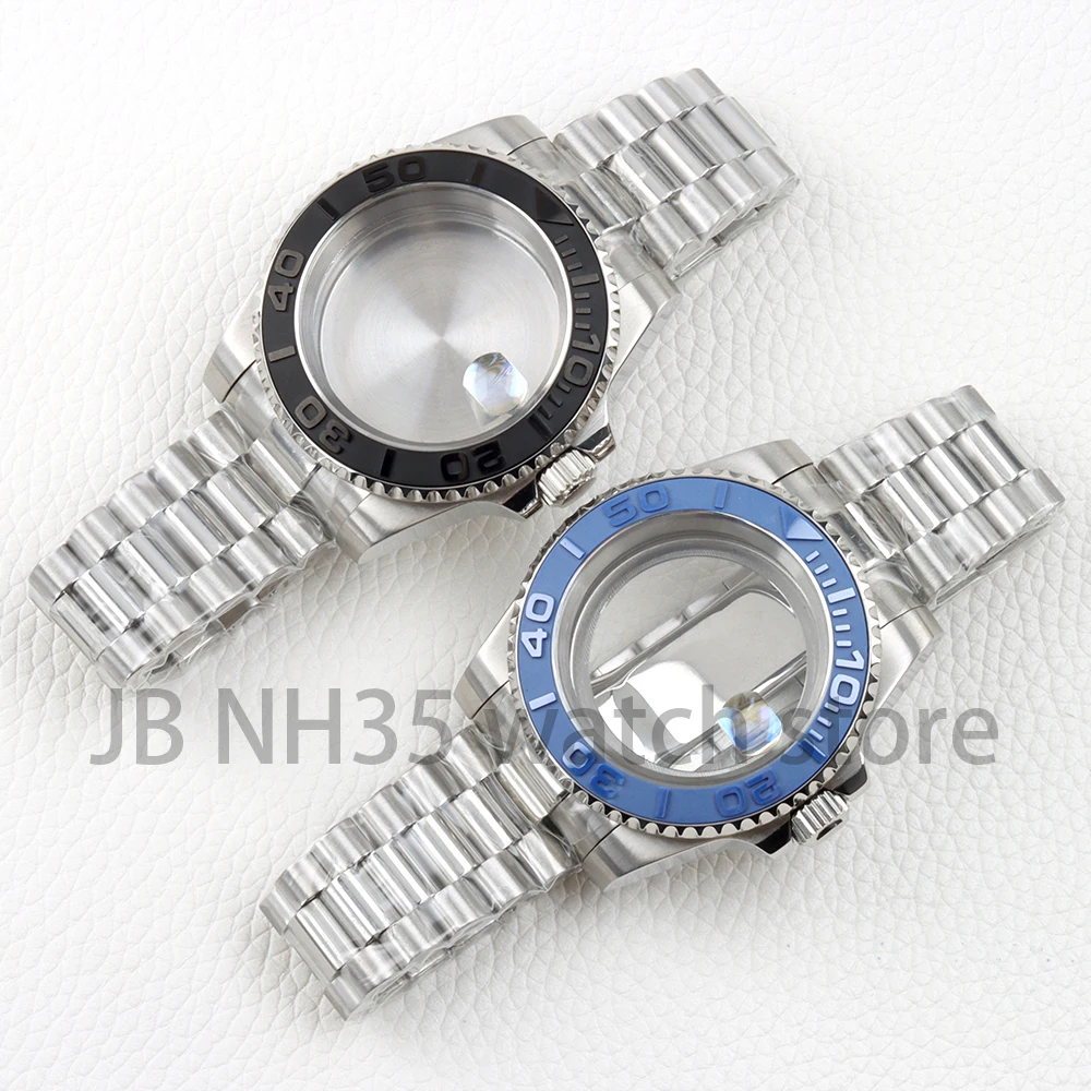 

40mm Silver NH35 Case Sapphire Glass Stainless Steel Presidential Strap Waterproof for Yacht-Master NH34 NH35 NH36 NH38 Movement