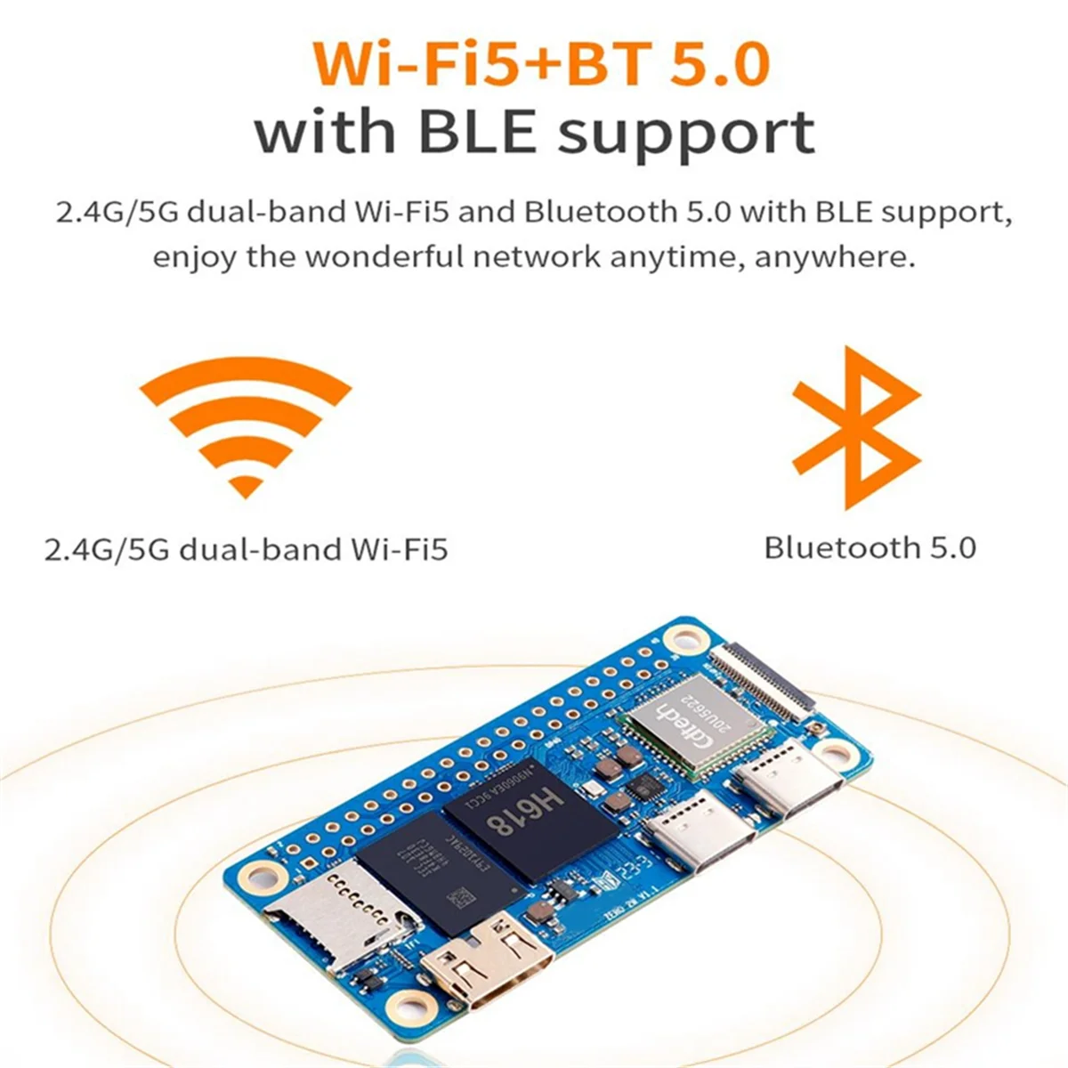 AD41-For Orange Pi Zero 2W 1GB RAM DDR4 كمبيوتر صغير Allwinner H618 Orange Pi Zero 2W WiFi Bluetooth SBC لوحة واحدة
