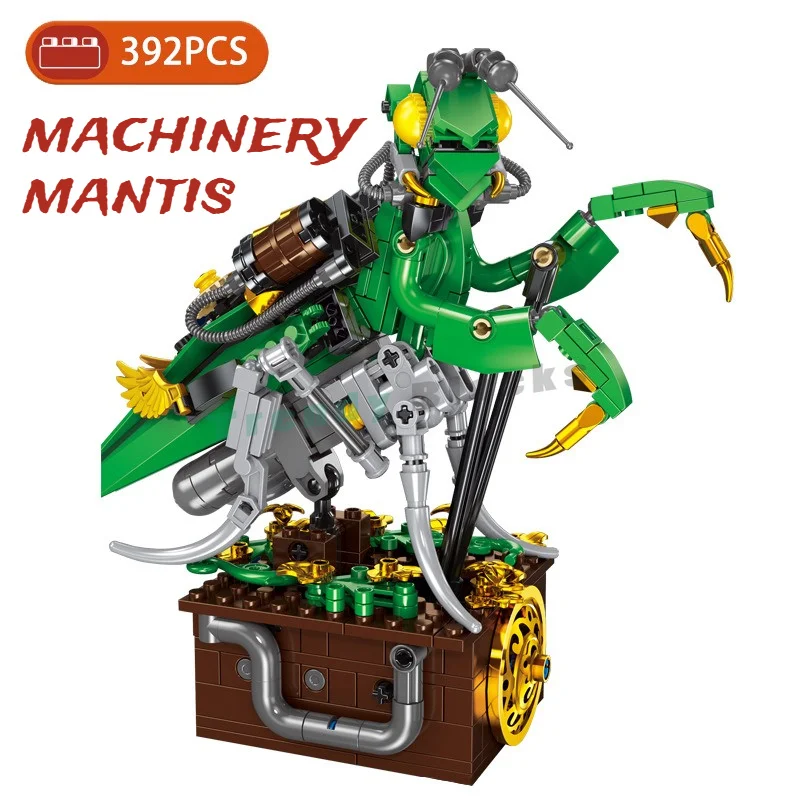 392PCS Creative Punk Machinery Mantis Building Blocks,Multi Joint Linked Insect Animal Desktop Ornament,DIY Toys Christmas Gifts