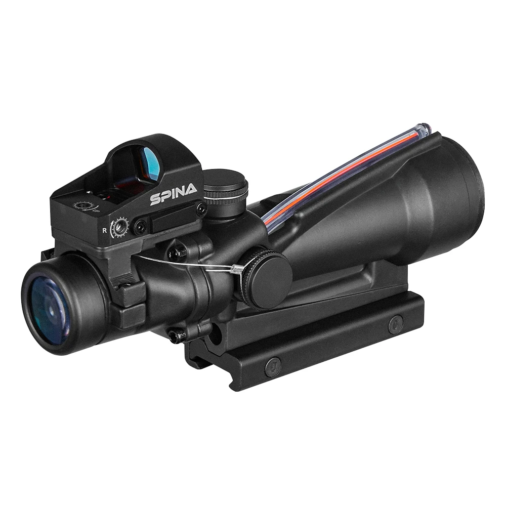 SPINA Tactical HD Lens 3.5x35 Tactical scope Real Fiber Optics high Transmittance with Red Dot 3.11 inch Eye relief