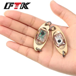 FTK 1Pcs LED Fishing Lures Spoons Underwater Bass Halibut Flasher Saltwater Trolling Deep Drop Light LED Lighted Bait Flasher