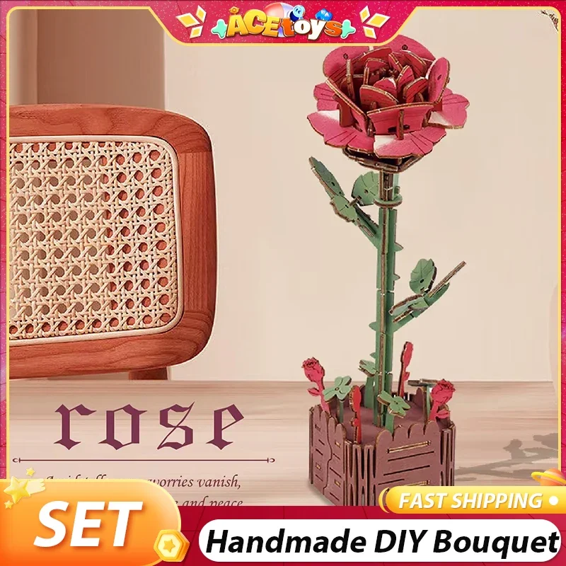 Handmade DIY Bouquet Stereoscopic Smooth Exercise Hand-On Skill Beautiful Always Flash Eternal Flower Children's Building Blocks