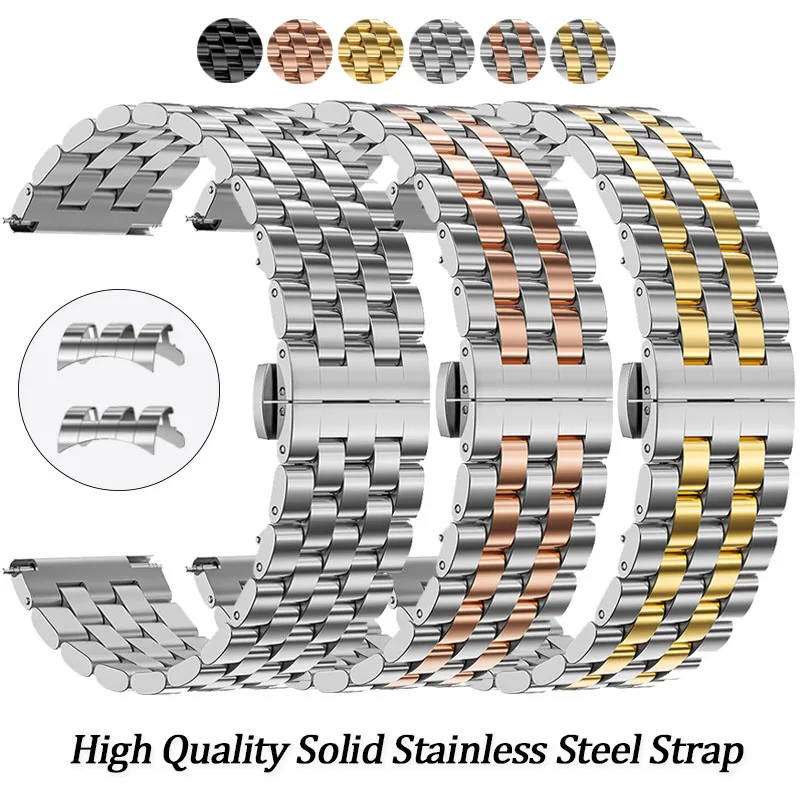 12mm 14mm 16mm 18mm 19mm 20mm 21mm 22mm Massives Edelstahl-Uhrenarmband Metall-Ersatzband mit Geraden und Gebogenen Enden