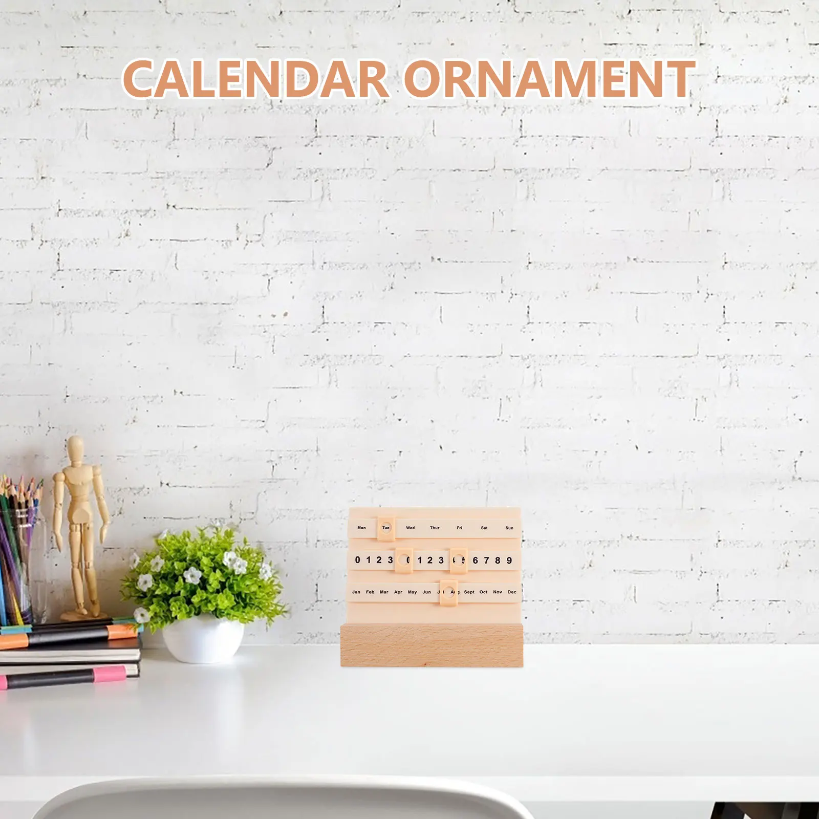 

Wood Perpetual Calendar Mini Calendar Blocks Standing Tabletop Monthly Weekly Planner 2025 Date Display Desk Ornament for Home