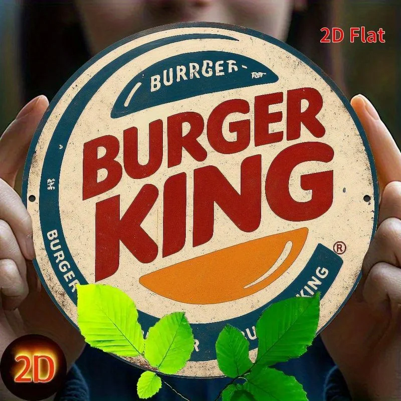 Burger King Retro-Holzlogo – Rot-weiße Burger King-Logodekoration – Zuhause, Büro, Garage, Café – Detail 1