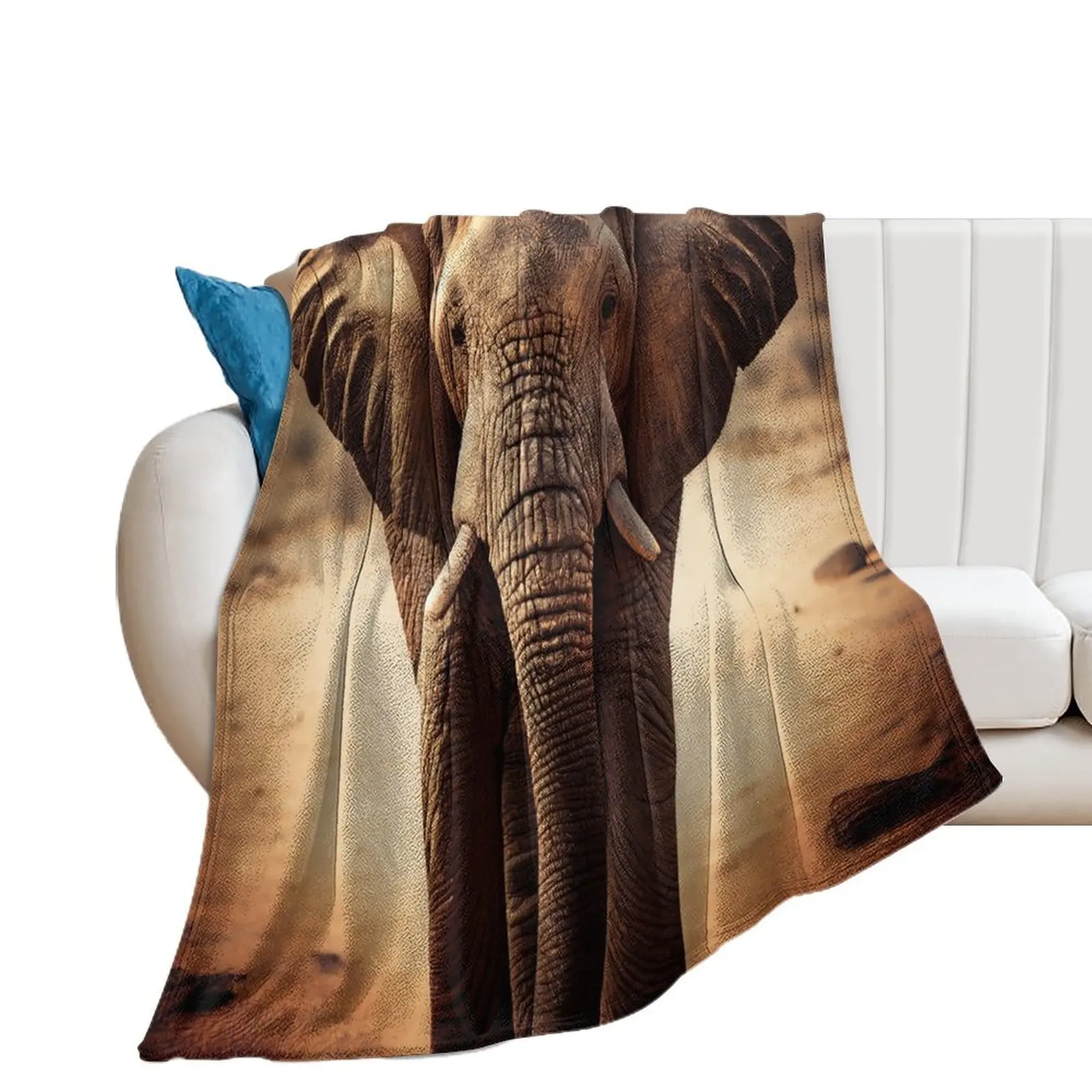 

African Elephant sunset Throw Blanket Soft Thin Blankets