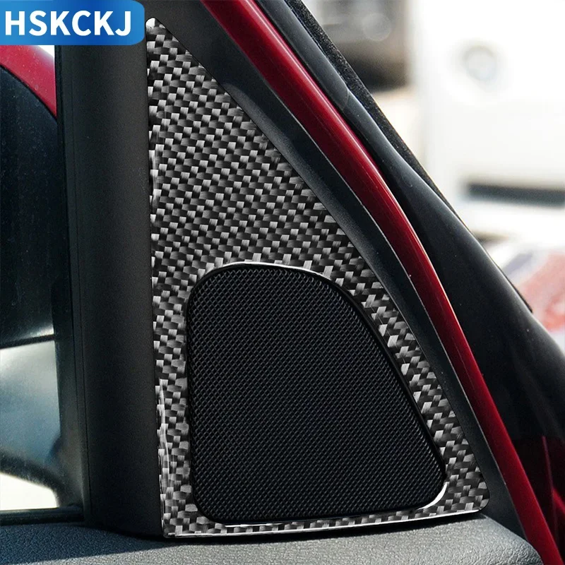 For BMW X1 E84 2013-2015 Carbon Fiber Car Accessories Interior Door Corner Speaker Sound Horn Cover Frame Decoration Styling