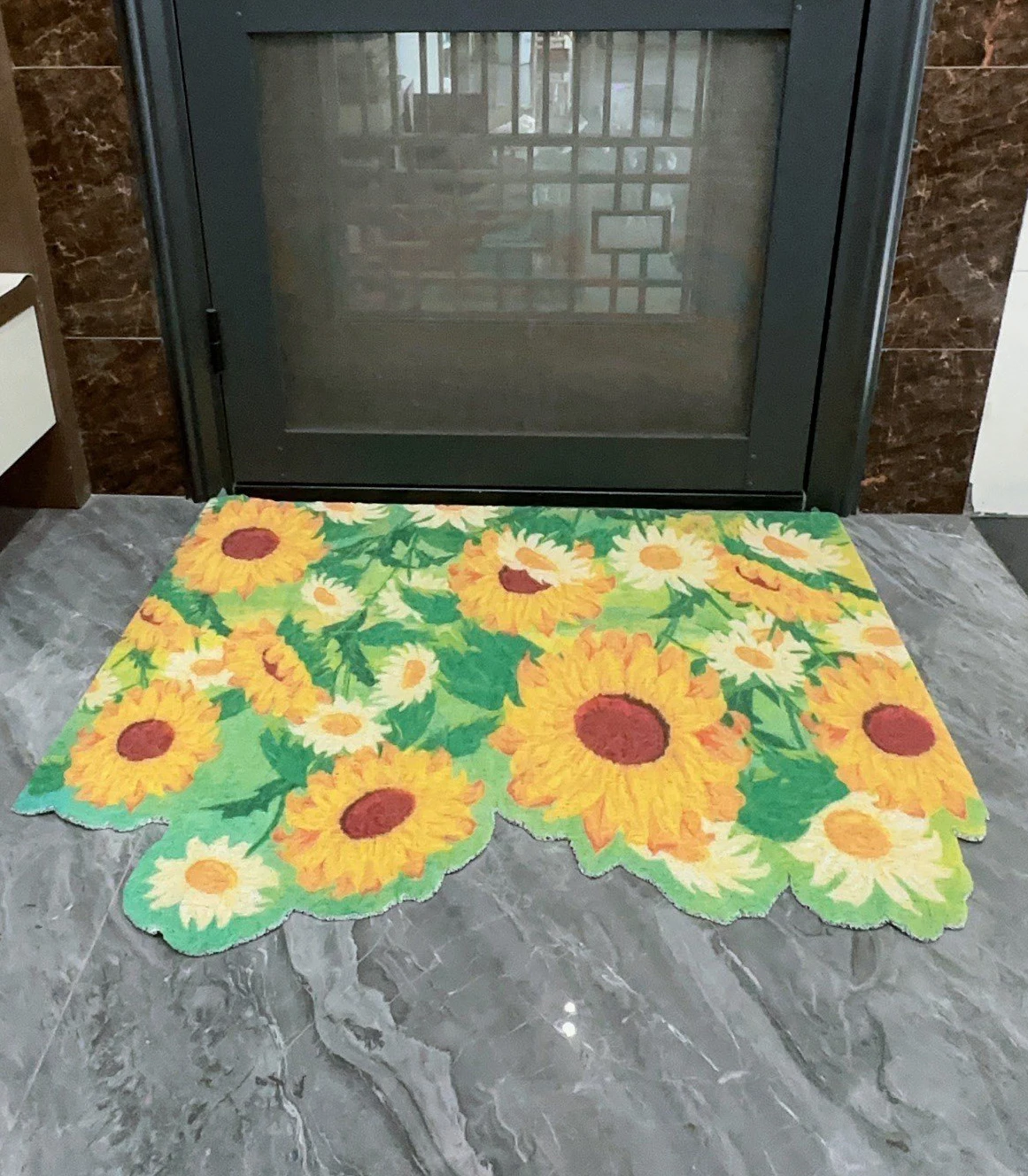 Oil Painting Flower Durable Front Door Mat, Absorbent Muddy Dirt Resist Welcome Doormat,Outdoor Indoor Rugs, Easy Clean Carpet