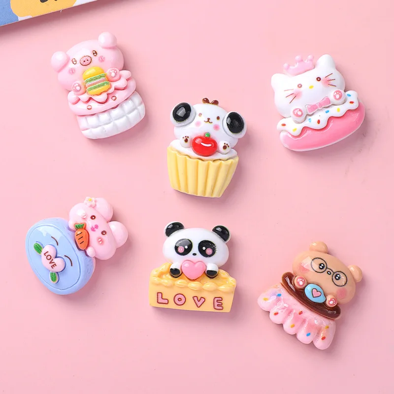 5pcs Cartoon cake animal diy resin flatback for craft diy supplies cabochons charms for scrampbooking embellishments