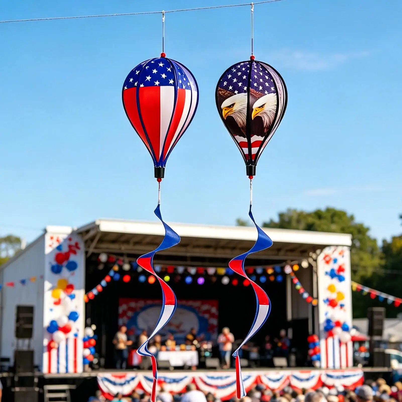 2pcs Hot Air Balloon Wind Spinners Hot Air Balloon Windmill 43 Inches Yard Spinners decoration For Patio Porch Window Balcony