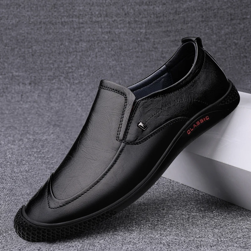 Luxury Brand Outdoor Men's Top Layer Cowhide Comfortable Non Slip Loafers Fashionable Spring Men Breathable Casual Leather Shoes