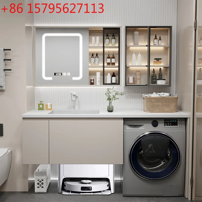 

Laundry integrated bathroom cabinet combination rock slab ceramic wash basin wash basin bathroom cabinet