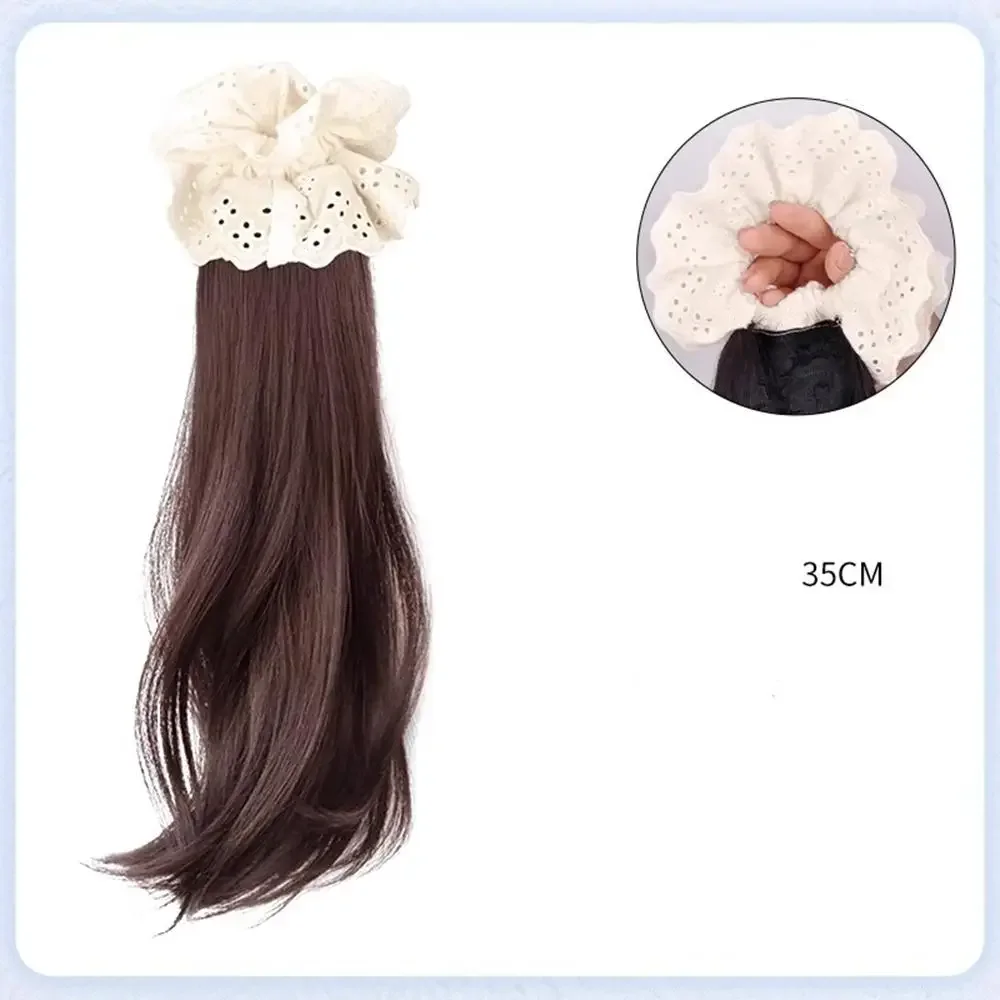 Women's rope Synthetic wig flower headband low tie side ponytail wig layered micro curly simulation wig gentle hair accessories