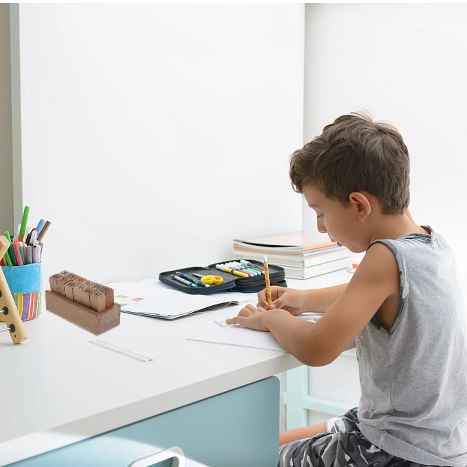 

12Pcs Wooden Durable Style for DIY Scrapbook Planner Diary Craft Making Journal Hand Account Diary