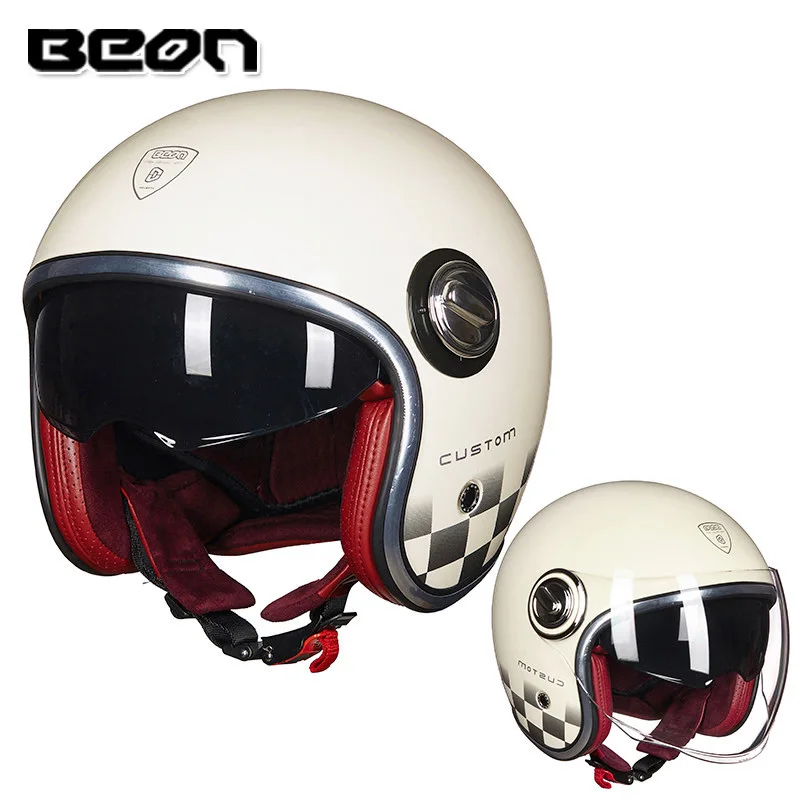 BEON-Casco de Moto B-108A, visera retro de cara abierta, Vintage, para Scooter, tienda oficial, 3/4