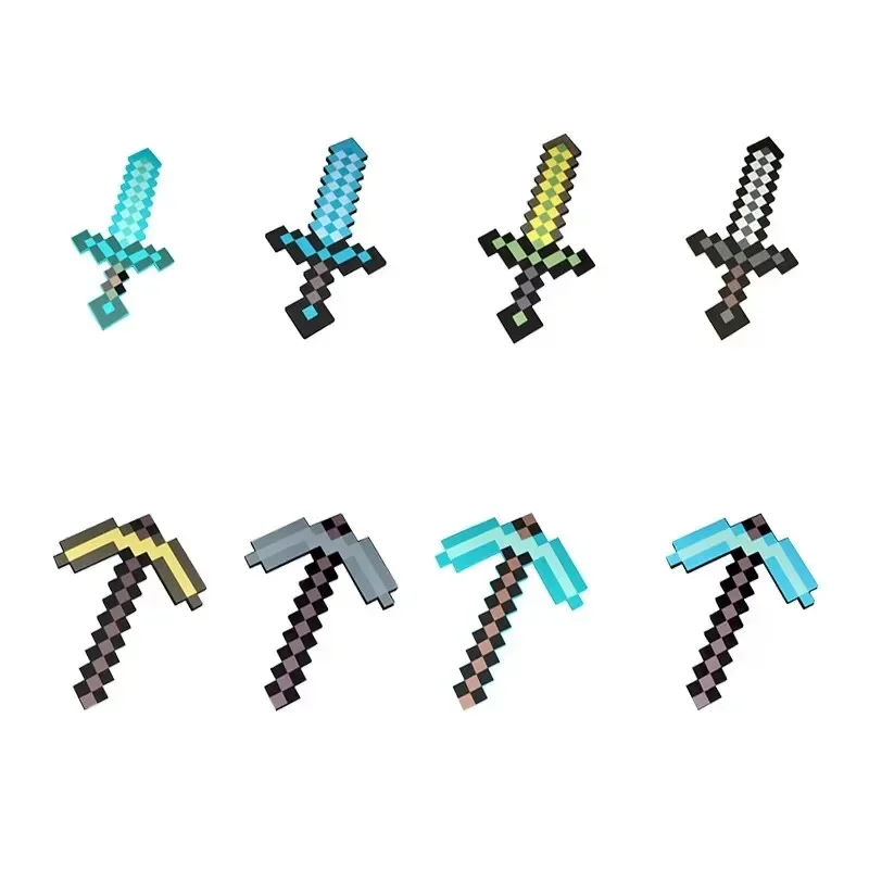 30~45cm Minecraft Schaumstoff-Schwert Blau Lila Grau Axt MC Schaufel Diamant-Hacke Gelbes Schwert Meine Welt EVA Spielzeug für Outdoor-Cosplay – Detail 2