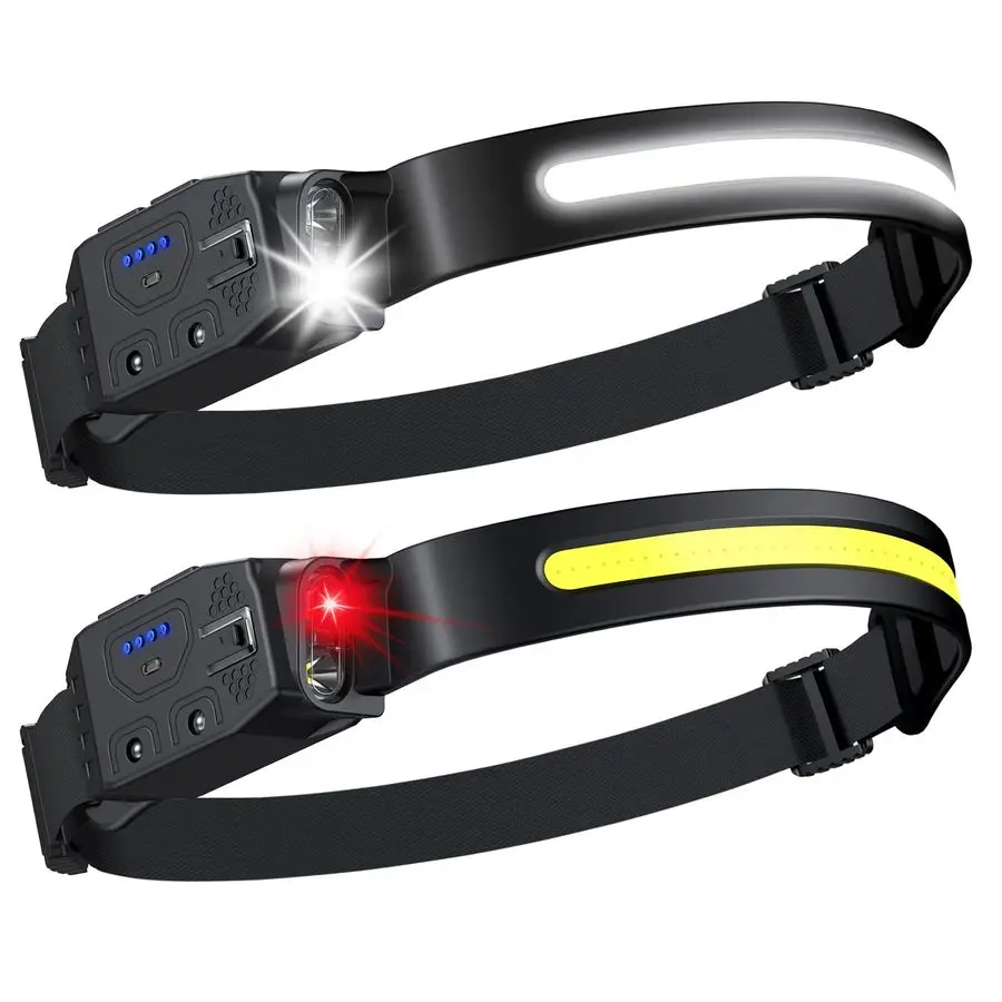 

Rechargeable Headlamp 2Pcs 230 Wide Beam Led Head Lamp with White Red Light, Long Lasting Hard Hat Light, Motion Sensor, 6 Mode