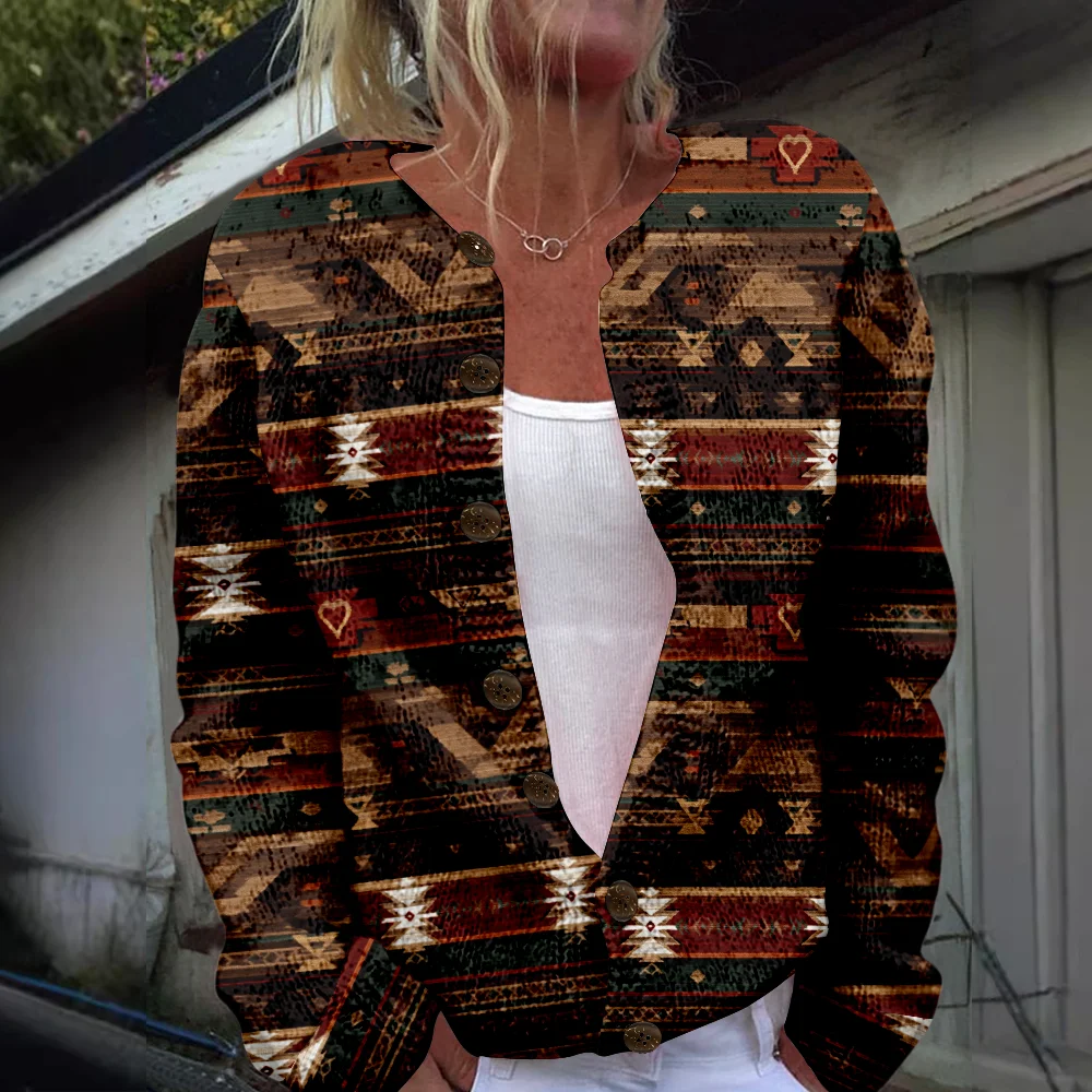 

Ethnic Geometry Sweater Autumn Winter Knitted Cardigan Women Sweaters Knit Top Casual Cool Jumpers Fashion Streetwear