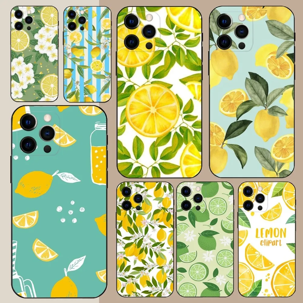 Fruit Lemon  Phone Case For Apple iPhone 15,14,13,12,11,Pro,X,XS,Max,XR,Plus,Mini Soft Black Cover