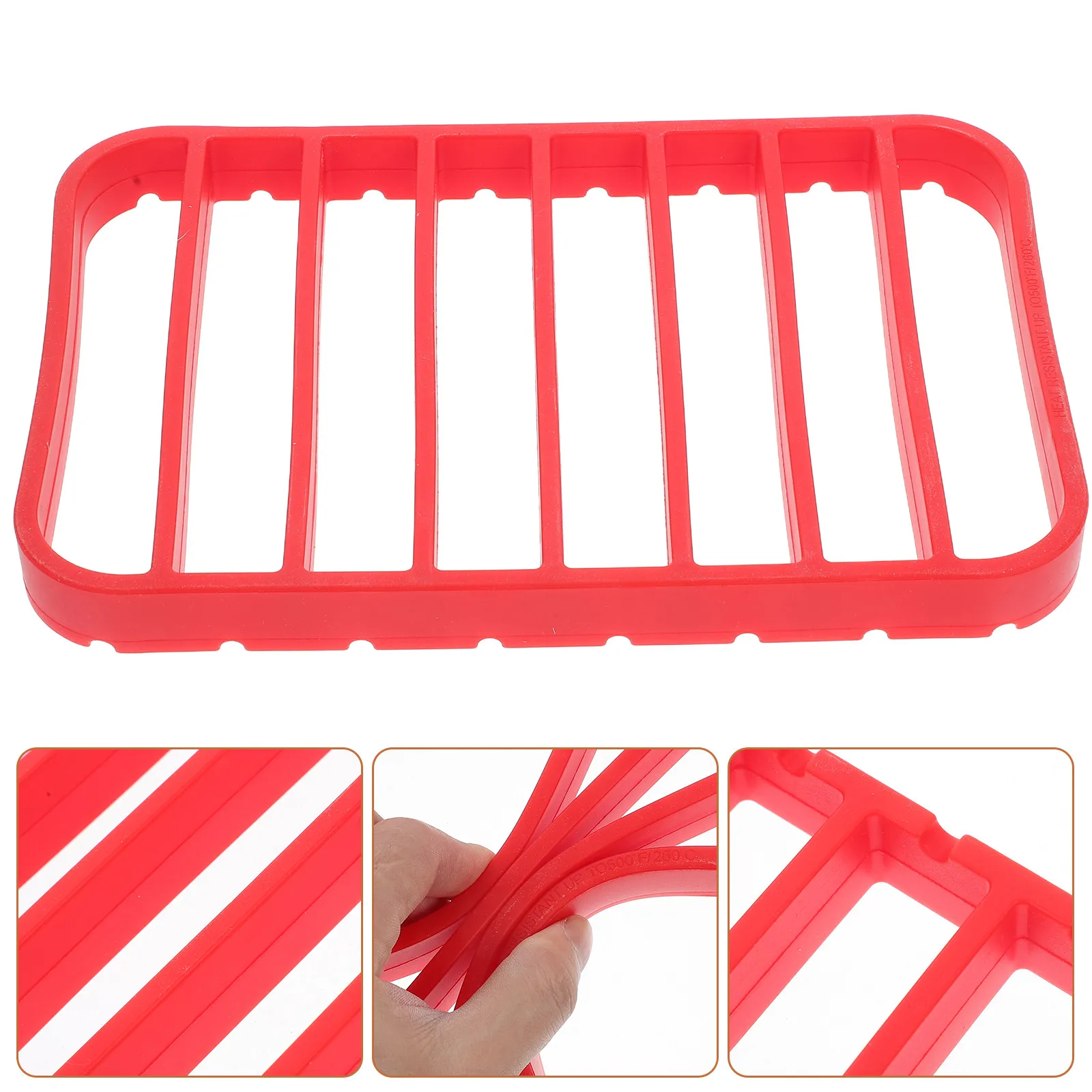 

Silicone Roasting Rack Kitchen Nonstick Multipurpose Roast Rack Dishwasher Safe Ideal for Oven Pressure Cooker Red 27x17.5x2.5cm