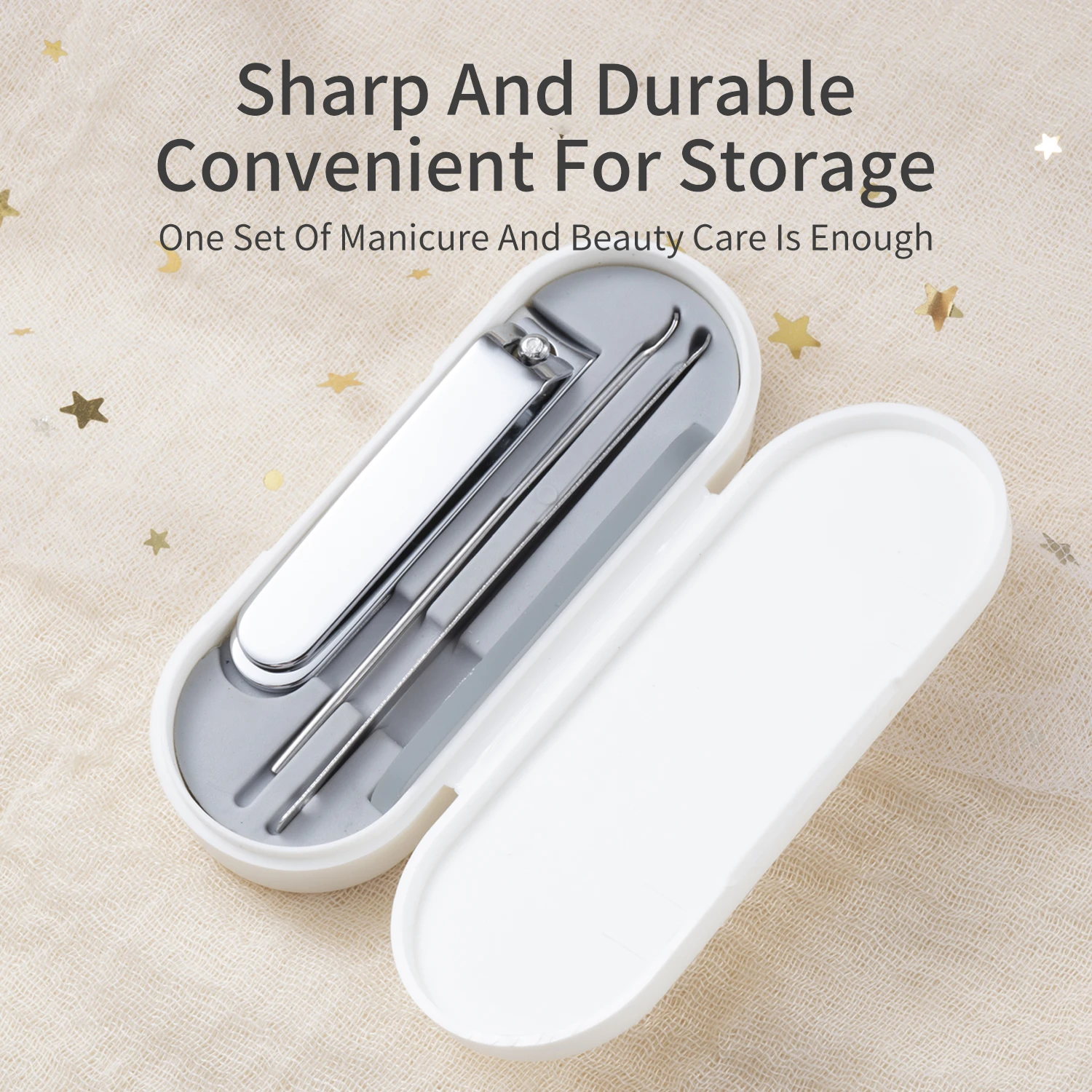 Set di tagliaunghie da 4 pezzi Set di lime per unghie in vetro nano con scatola di immagazzinaggio per strumento di cura personale per manicure per regalo da viaggio