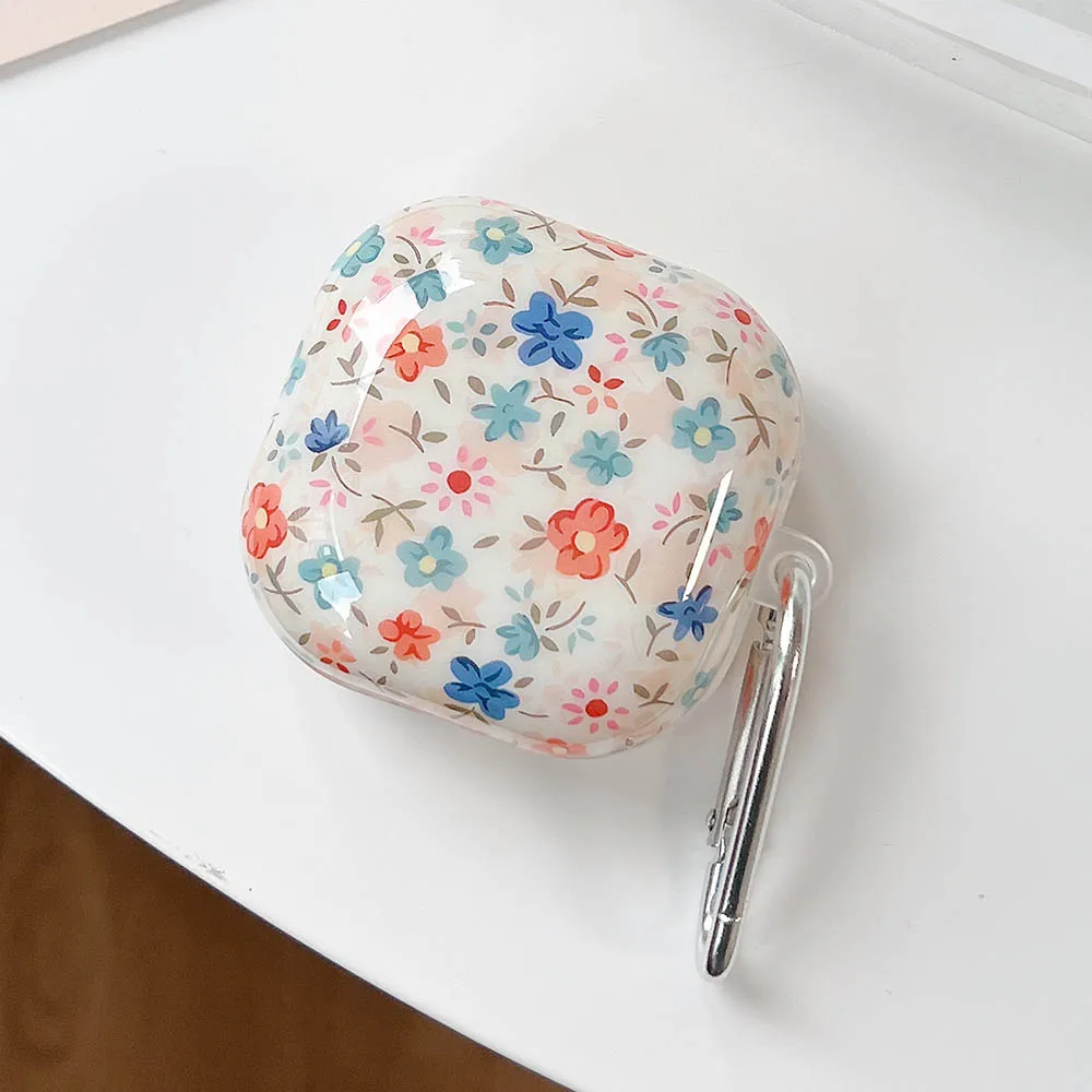 Korean Cute Rural Flowers Plants Case For Samsung Galaxy Buds FE Buds 2 Pro Anti Scratch Earphone Cover For Buds Live 2Pro Hooks