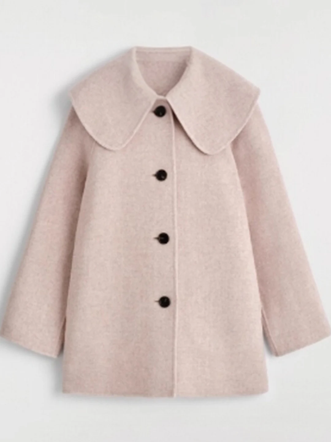 両面ウールカジュアル襟ジャケット新秋冬ファションシンプルスレ通勤ブルーカラーレディースルーズフィットコート