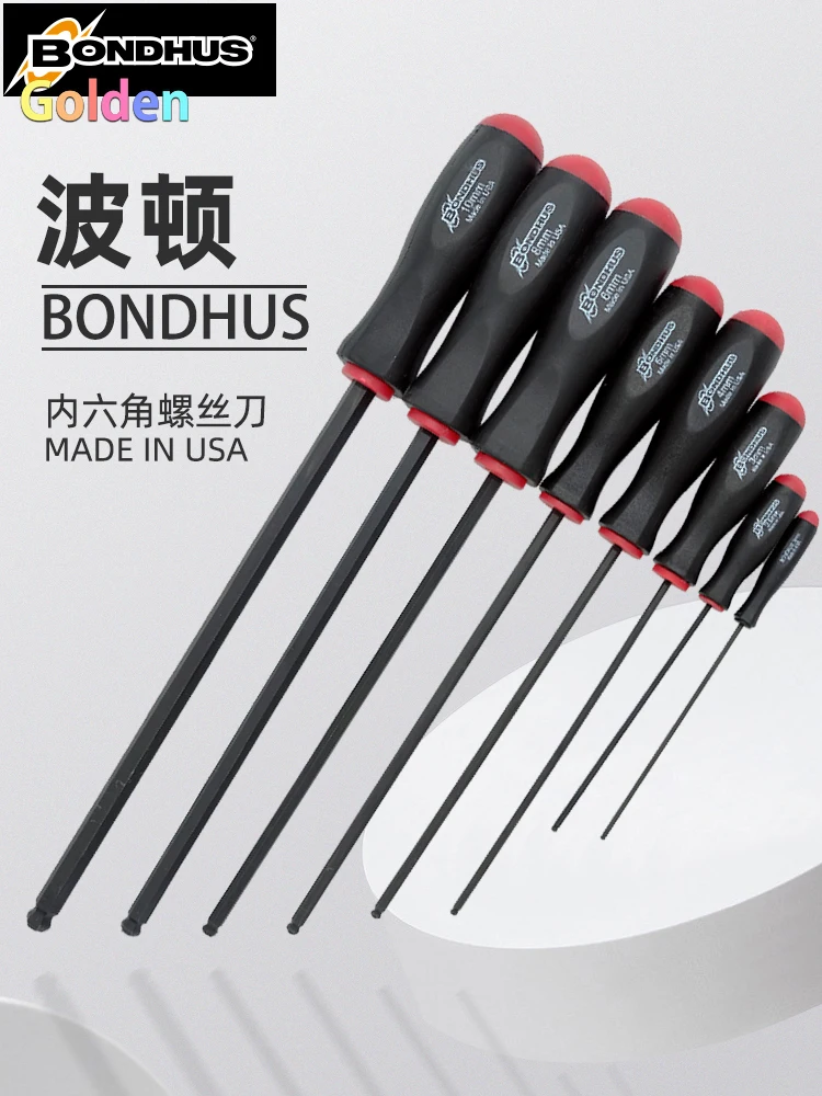 BONDHUS Long Arm Ball End Hex Screwdriver Set 10733, 10737 with Protanium Material, Effortless,Durable Convenient BSX8ML Kit