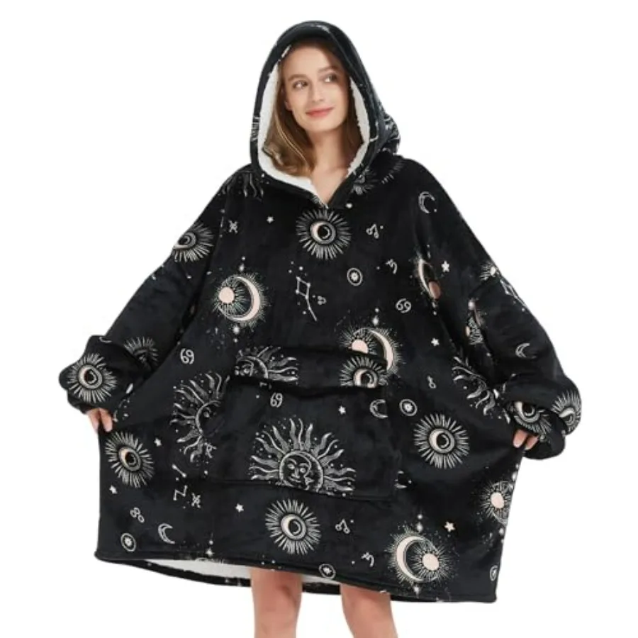 

Sun and Moon Blanket Hoodies for Women and Men Adult Oversize Wearable Blanket Hoodies for Soft and Warm