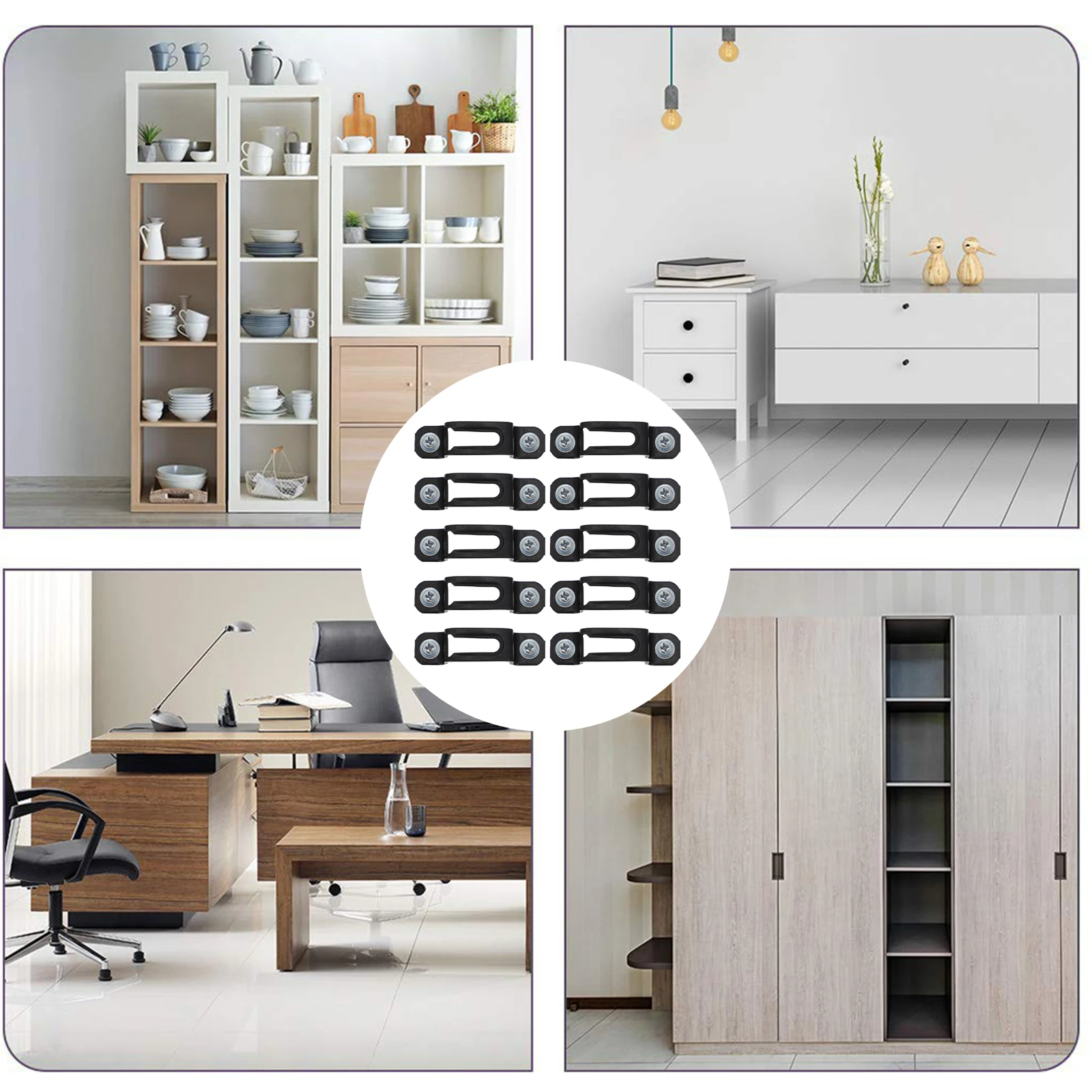 50 Sets unsichtbare Möbelverbinder, schlichtes Design, starke Befestigungseffekt für den Schrank, Schrankverbinder