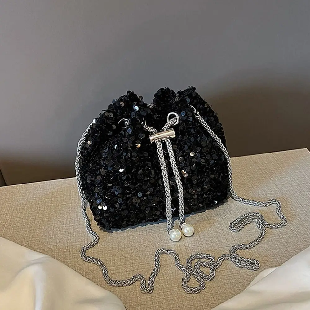 Chain Sequin Shoulder Bag Evening Banquet Bag Tassel Crossbody Bag Fashion Bucket Bag Gift