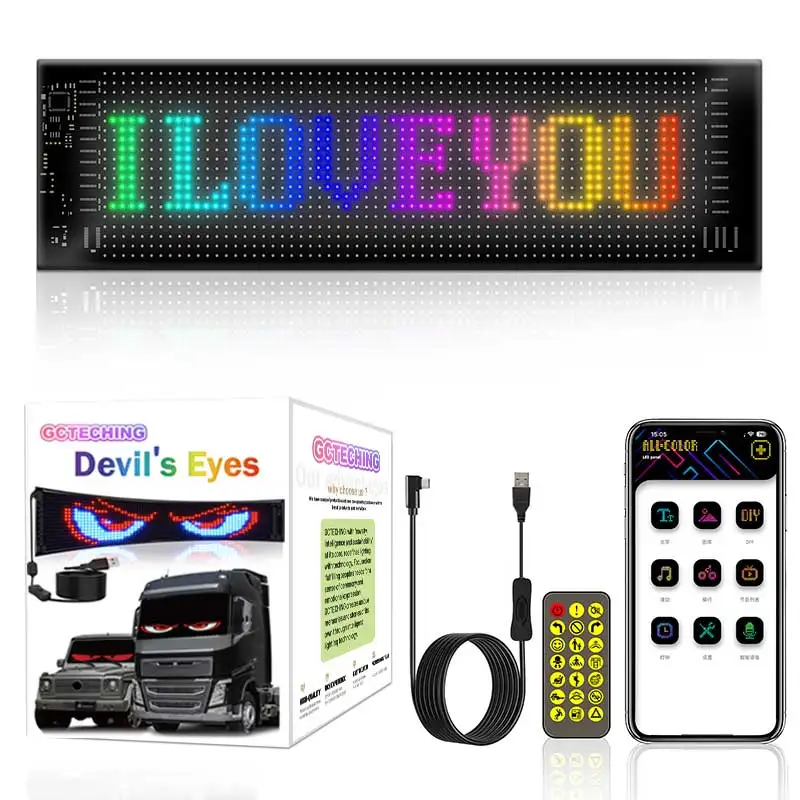 Kamyon için Led Gözler Led Matris Paneli RGB LED Araba Paneli DIY Programlanabilir Bluetooth Uygulama Kontrolü Kaydırma Işık