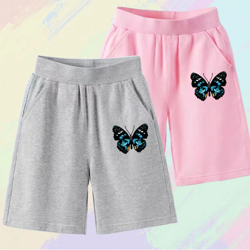 Sommer Modische Dünne Baby Mädchen Lose Fit Casual Shorts mit Schmetterling Drucken Nette Trendy Jogginghose Kinder Kleidung