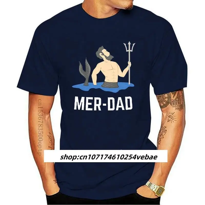 New Men Merdad T-Shirt Mermaid Dad Father of a Mermaid T-Shirt Mer Family Father of the Birthday Girl Birthday Dad Gift Tee