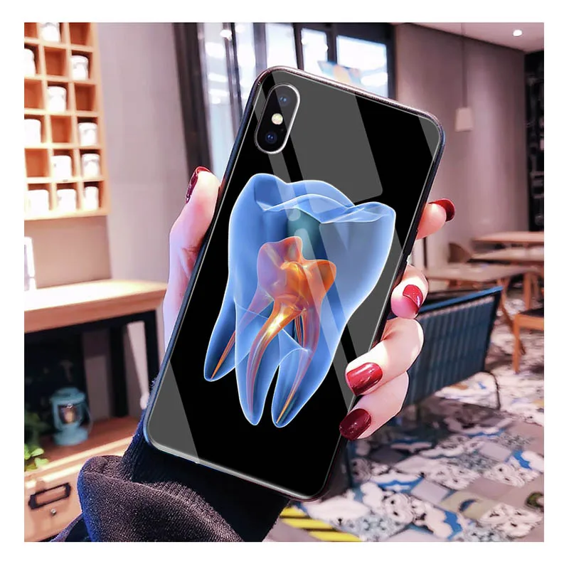 

Dentist Tooth Pattern Glass phone case For iphone 17 Pro Max Air 16 15 14 13 Pro Max 15 16 Pro 15Plus