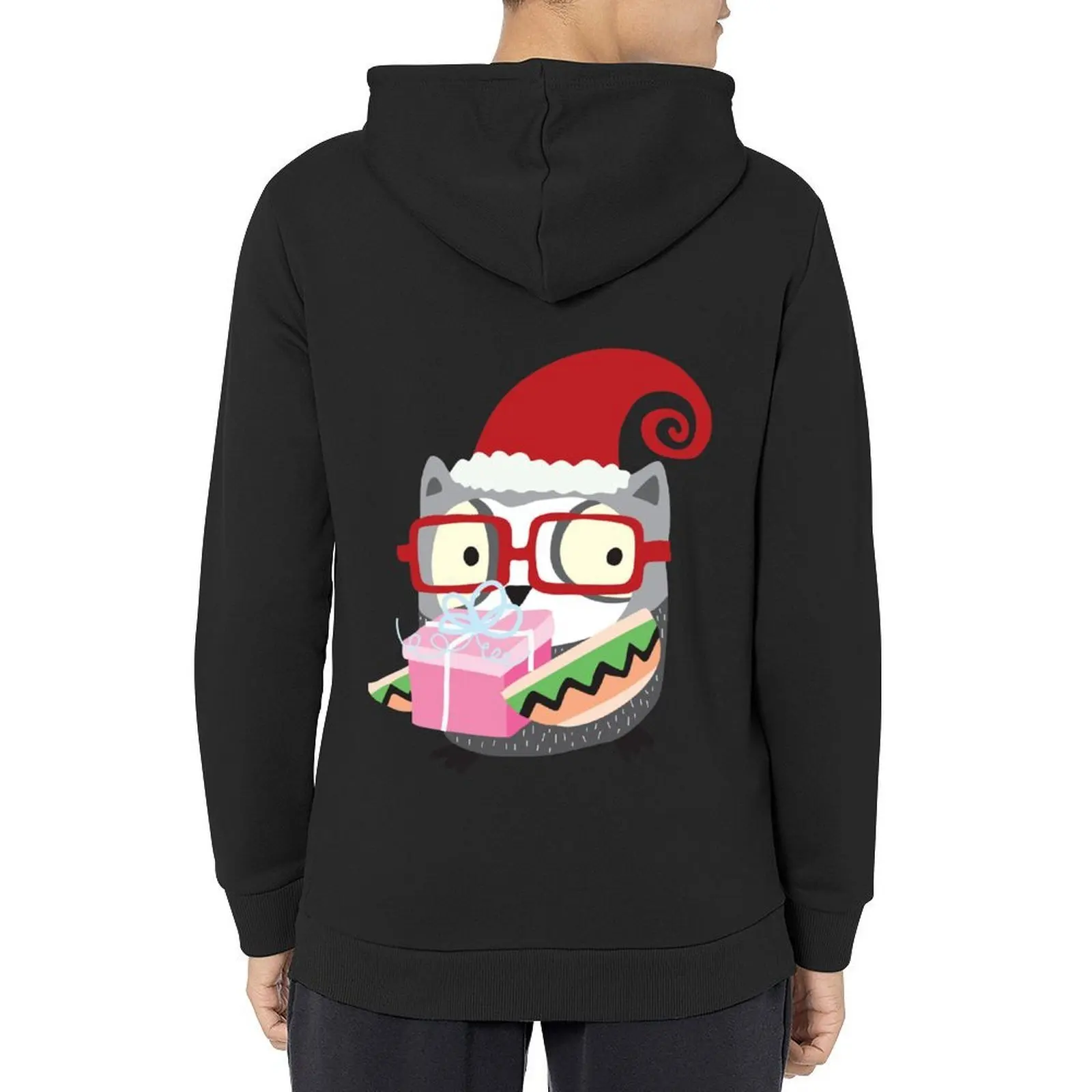 

Christmas Holiday Owl With Gift Hoodie autumn jacket men blouse anime clothing men clothes pullover hoodies