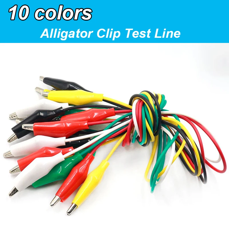 10pcs Alligator Clip Electric DIY Small Battery Power Cord Sheath Electric Clamp Double Head Jumper Wire Test Leads K5