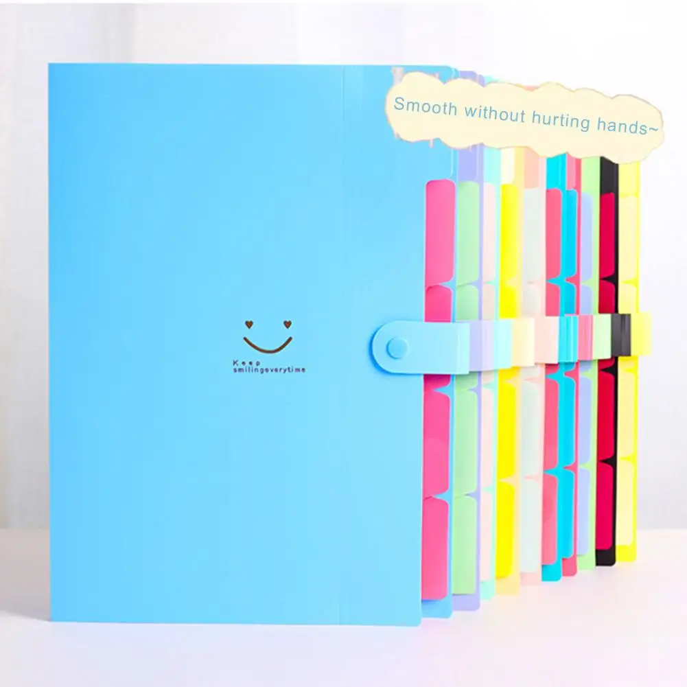 Plastic Folder Document Organizer Multi-layered A4 File Organizer Set for Office Travel Smile Face Design Document for Paper