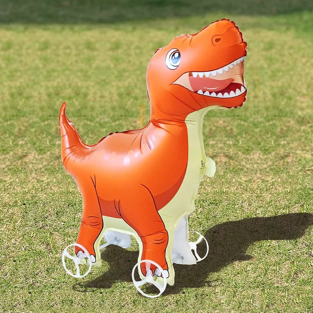 

Movable Design 4D Dinosaur Balloons Drawing Foil With Wheels Animals Walking Balloon Animal Balloon Standing Foil Balloons